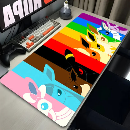 Japan Anime Mouse Pad PC Colorful Kawaii E-eevee Gamer Cabinet Mousepad XXL P-pokemon Keyboard Rug Laptop Gaming Rubber Desk Mat