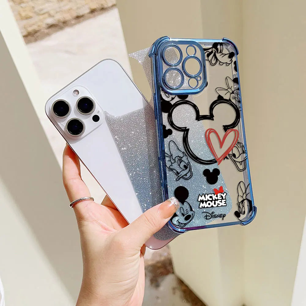 Cute Cartoon Case For iPhone 16 15 14 13 12 11 Pro Max X XR XSMax 7 8 Plus Shockproof Glitter Anti Fall Cover