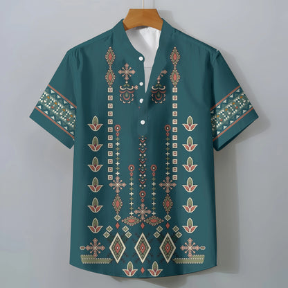 Retro Ethnic Style Short Sleeve Shirt Men's Clothing Casual Fashionable Clothing Comfortable Loose Oversized Summer Tops