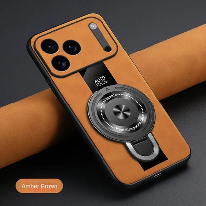 Matte Fiber for Magsafe Case for IPhone 17 16 15 14 Pro Max Plus Air Magnetic Ring Stand Shockproof Cover for Iphone17pro Coque