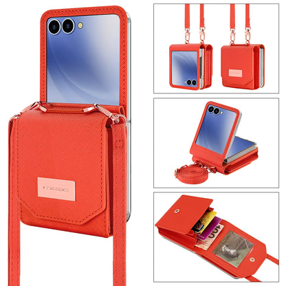 VIETAO Girls' PU Leather Z Flip 7 Card Wallet Phone Case With Crossbody Strap Compatible With Galaxy Z Flip 7 Flip6 Flip5 z4 z3