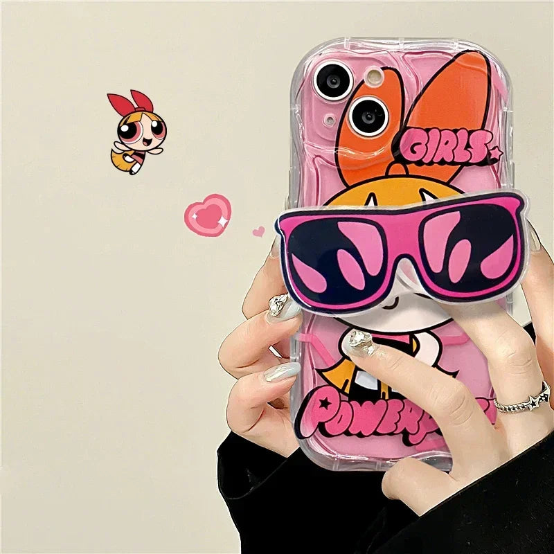 Cartoon Glasses Holder Wave Case for iPhone 16 15 14 11 Pro Max 13 12 Mini XR XS X 8 7 Plus Soft Silicone Back Cover