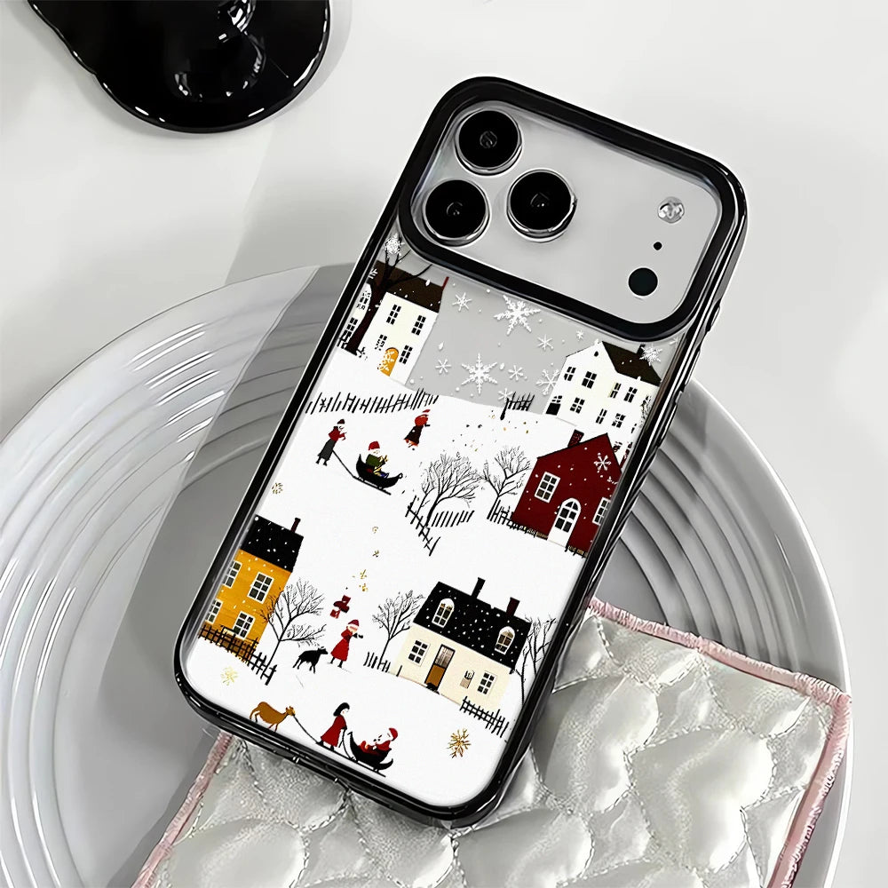 Snow View House Landscape Phone Case For iPhone 17 Air 16 15 14 13 12 11 Pro Max 17 Pro Shockproof Hard Cover Fundas