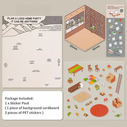 Plus Size 2.5D Cartoon Castle Town Landscape Sticker Scene DIY Toy Game Sticker Festival Birthday Gift for Kid Child Girl