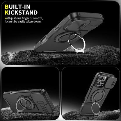 For Magsafe Magnetic Ring Holder Fold Bracket Phone Case For iPhone 17 Air 16 15 14 Plus 13 12 11 Pro Max 16E Slide Camera Cover