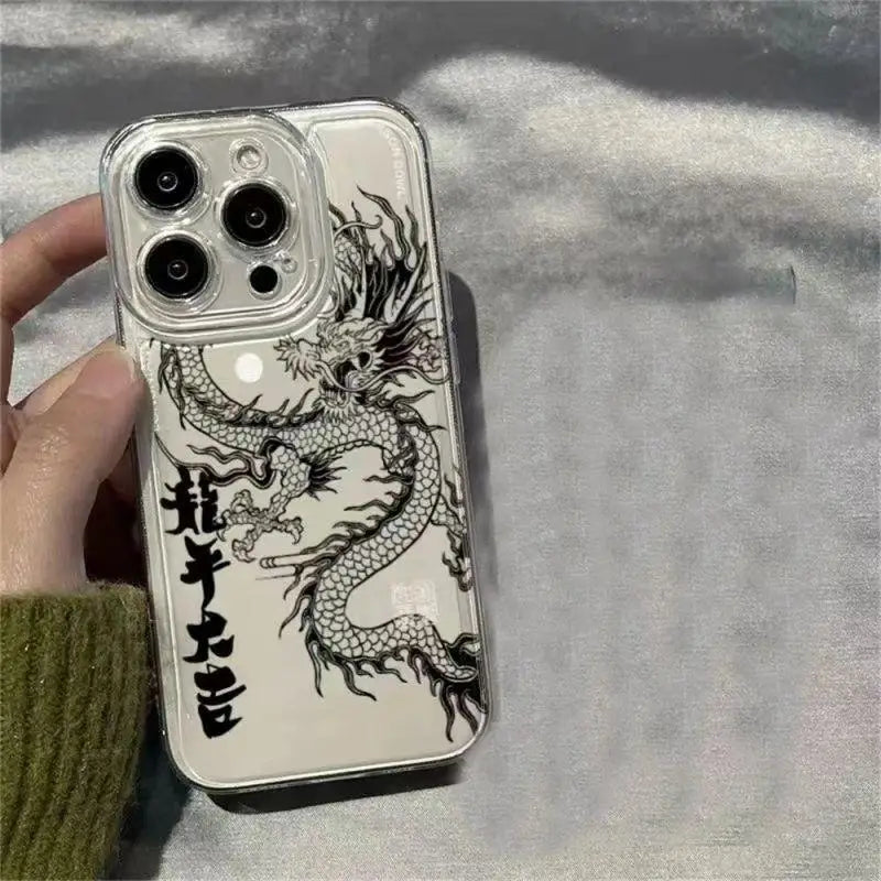 Case For iphone 13 Pro Max 11 14 15 12 Mini 6s 6 7 8 Plus X XS XR cover Chinese Dragon Soft Silicone Couqe