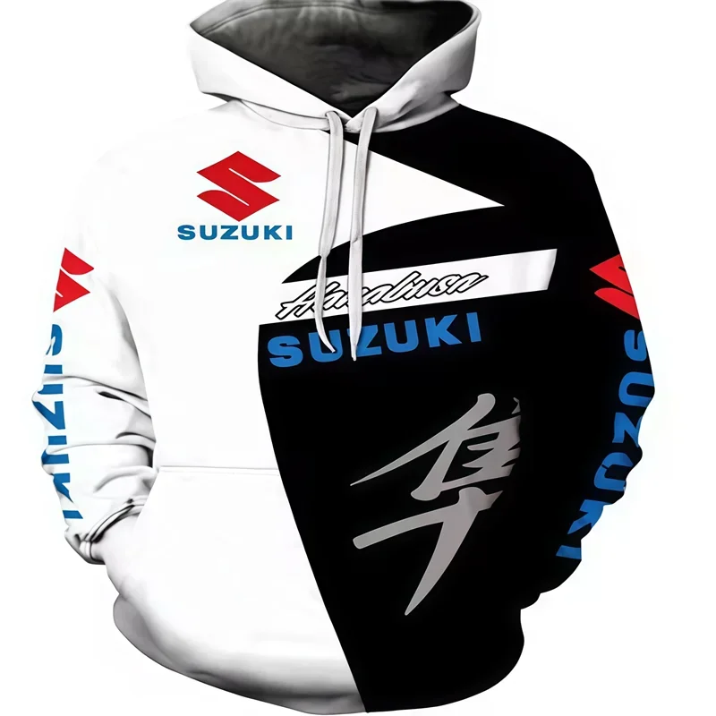 Suzuki 3DPrinted Autumn/Winter Men's Motorcycle T-shirt, Outdoor Street Casual Sportswear and hooded Cycling wear
