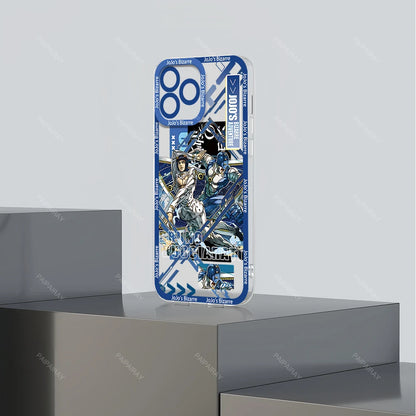JoJos Bizarre Adventure Anime Phone Case for iPhone 12 11 13 14 15 16 Max Pro Plus Transparent Bezel Cover