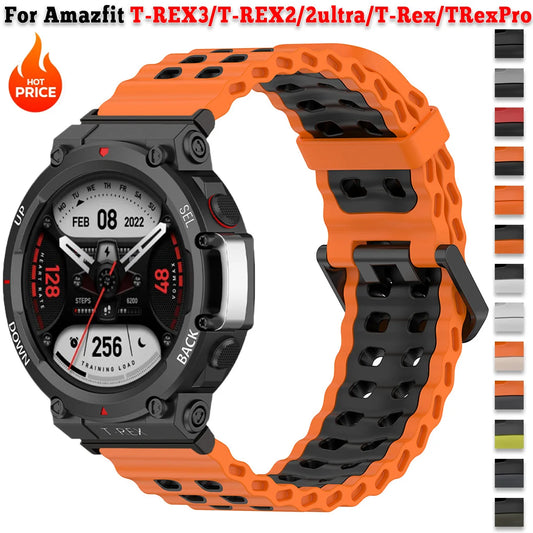 Ocean Band For Huami Amazfit T-REX 3/2 Smart Watch Sports Silicone Strap Bracelet For Xiaomi Amazfit T-Rex/T Rex Pro 2 Correa