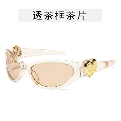 Retro Y2K Style Oval Sunglasses Women Fashion Heart Frame Sports Goggles Popular Cat Eye Party Sun Glasses Ladies Gafas De Sol - ST Superstore