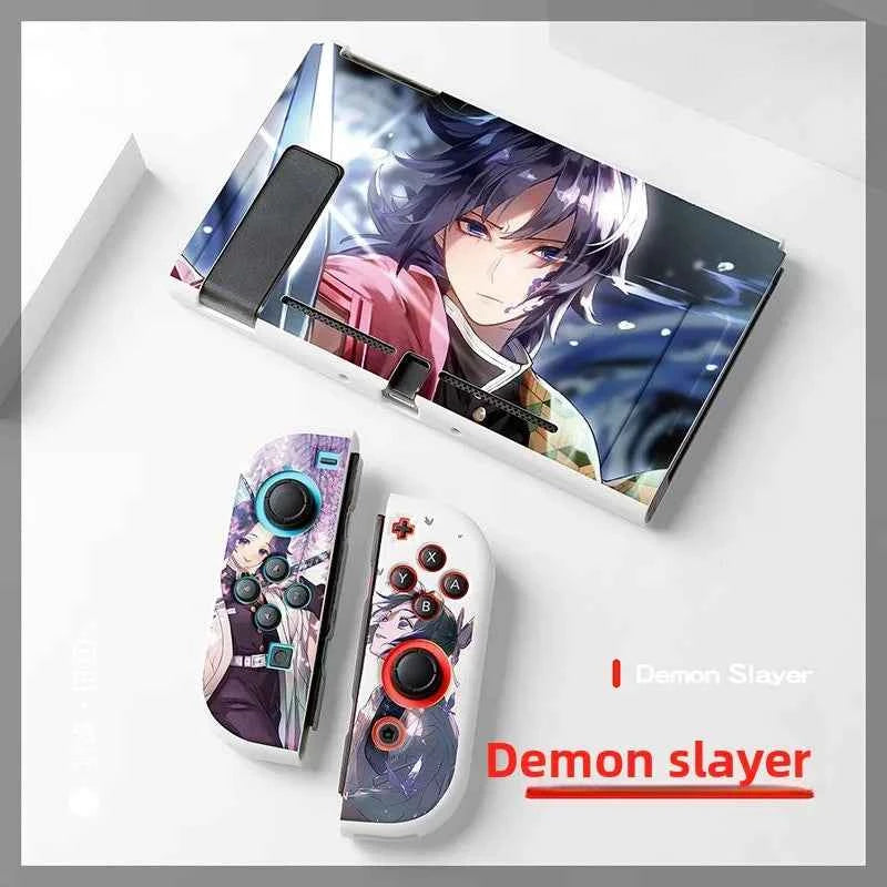 Demon Slayer TPU Soft Frosted Shell Anime Protective Case Split Silicone Rubber Protective Case for Switch Oled Game Accessories