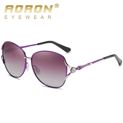 Auron new polarized women's sunglasses trend two-color gradual film sunglasses large frame diamond-encrusted glasses