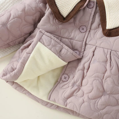 Winter New Simple Korean Style Children'S Long Sleeved Clothes, Thick And Warm Baby Girl Coat (9 Months -3 Years Old)