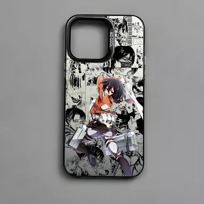 Anime M-Mikasa A-Ackerman Phone Case For iPhone 16 15 14 13 12 11 Pro Max Black Matte Multicolor Laser Metallic Aurora Cover