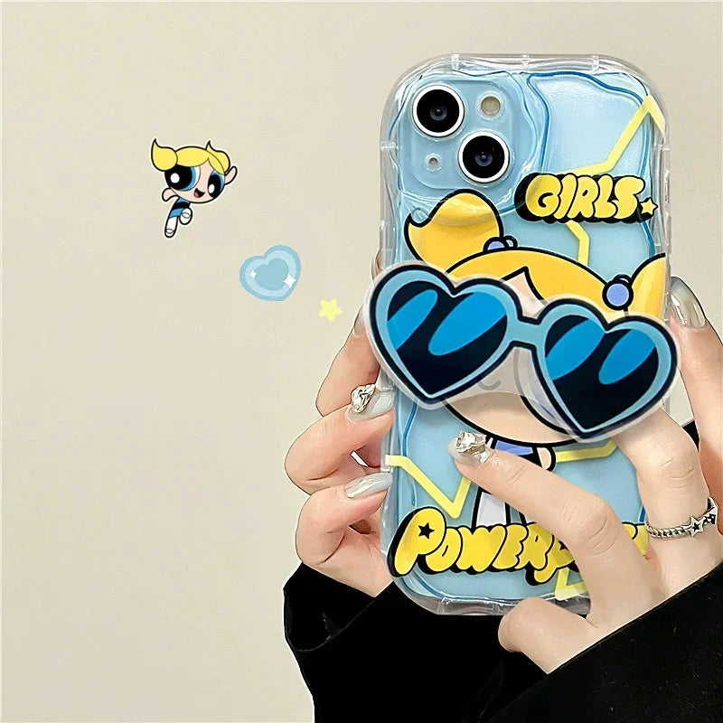 Cartoon Glasses Holder Wave Case for iPhone 16 15 14 11 Pro Max 13 12 Mini XR XS X 8 7 Plus Soft Silicone Back Cover