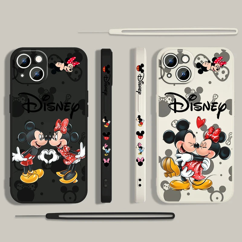 Cartoon Phone Case For Apple iPhone 15 14 13 12 11 Pro Max Plus 8 7 SE Liquid Left Rope Soft Cover