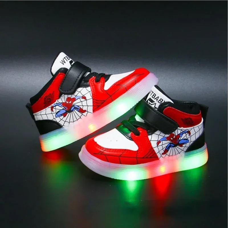 Children's Led Light Shoes Boys Sneakers Girls Cartoon Casual Shoes Breathable Kids Sport Shoes