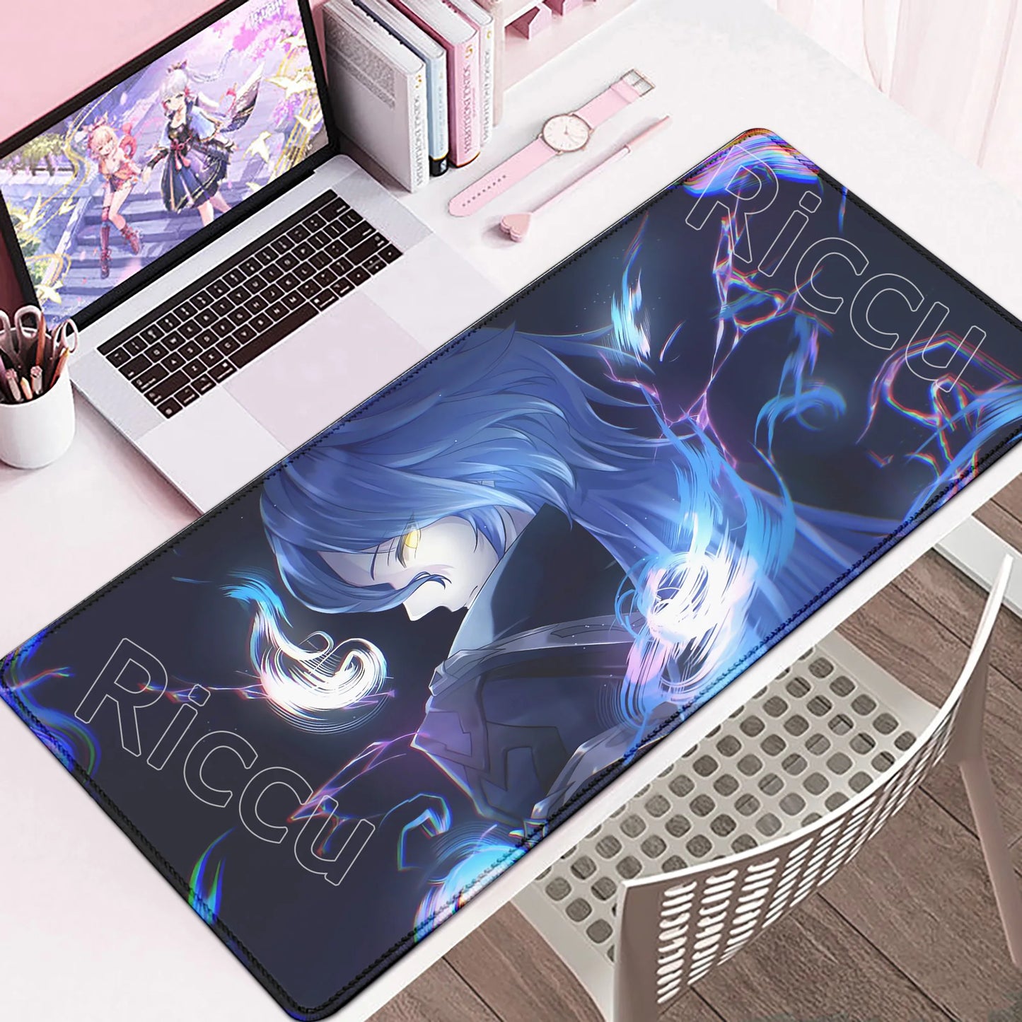 New Cool Wallpaper Genshin Impact Flins Mousepads Computer Gaming Lock Edge Laptop PC Desk Mat Natural Rubber Keyboard Mouse Pad