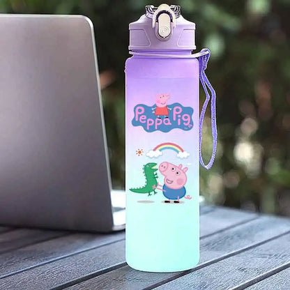 Peppa Pig 750ML Adult Sports Bullet Cap Direct Drinking Travel Plastic Bottle Children's Large Capacity Gradual Change Straw Cup