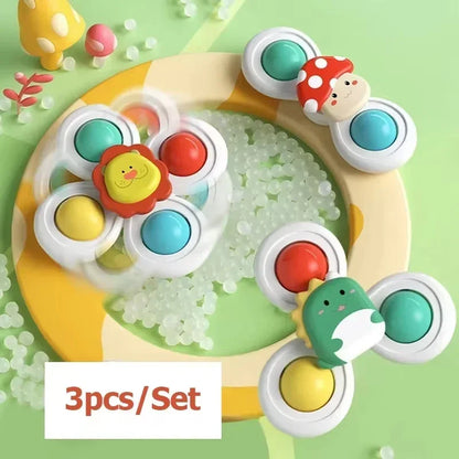 3PCS Suction Cup Spinner Bath Toys For Kids Sensory Stress Relief Spinning Educational Toys Baby Rotating Rattle Fidget Gifts