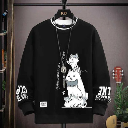 Autumn Men's Sweatshirt Adolescent Astronaut Printed Long Sleeve T-shirt Fashion Men's Clothing Grey O Neck Harajuku Top New