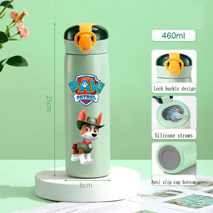 PAW Patrol 460ml Thermal Cup Bouncing Childrens Straw Cup Portable Outdoor Sports Water Cup Drinking Stainless Steel Bottle