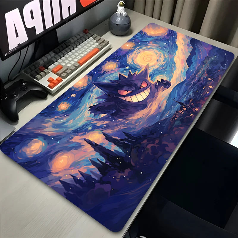 P-Pokemon Gengar Anime Mousepad Large Gaming Mouse Pad LockEdge Thickened Computer Keyboard Table Desk Mat Purple Playmat