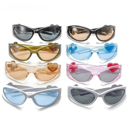Retro Y2K Style Oval Sunglasses Women Fashion Heart Frame Sports Goggles Popular Cat Eye Party Sun Glasses Ladies Gafas De Sol - ST Superstore