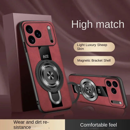 Matte Fiber for Magsafe Case for IPhone 17 16 15 14 Pro Max Plus Air Magnetic Ring Stand Shockproof Cover for Iphone17pro Coque