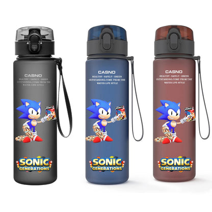 560ML Sonic Hedgehog Sports Water Bottle Portable Gym Travel Clear Leakproof Drinking Bottle Frosted Water Cup Gift for Friends