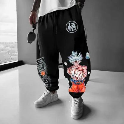 Goku Print New Streetwear 2025 Mens High Waist Cotton Pants Wide Leg Trousers Loose Fit Casual Breathable Sweatpants