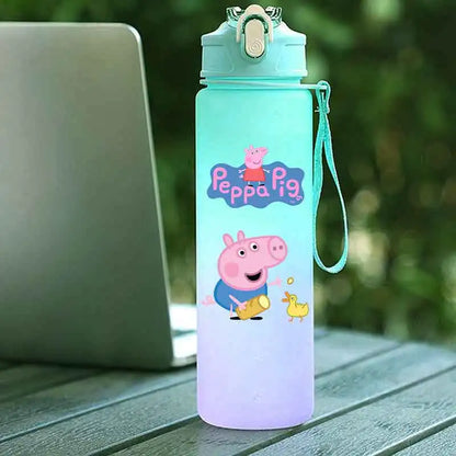 Peppa Pig 750ML Adult Sports Bullet Cap Direct Drinking Travel Plastic Bottle Children's Large Capacity Gradual Change Straw Cup