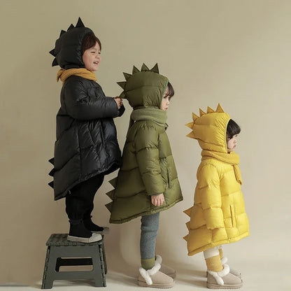 Dinosaur Kids Parka Down Coat Jacket Windproof Waterproof Thicken Children Warm Down Snowsuit Toddler Girl Boy Parkas Outerwear